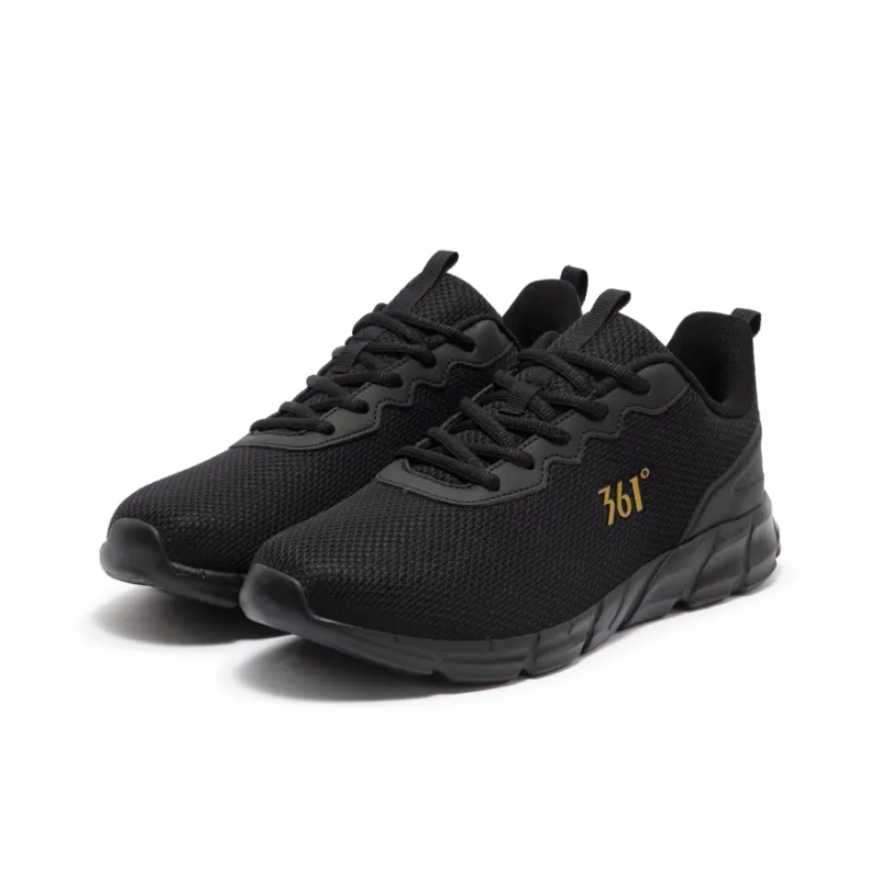 361° Cushioning Wear Resistant Low Top Running Shoes Men's Black Gold-2