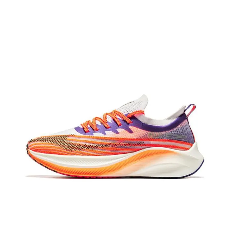 Erke Anti Slip And Wear Resistant Rebound Low Top Running Shoes Women's Orange Purple-0