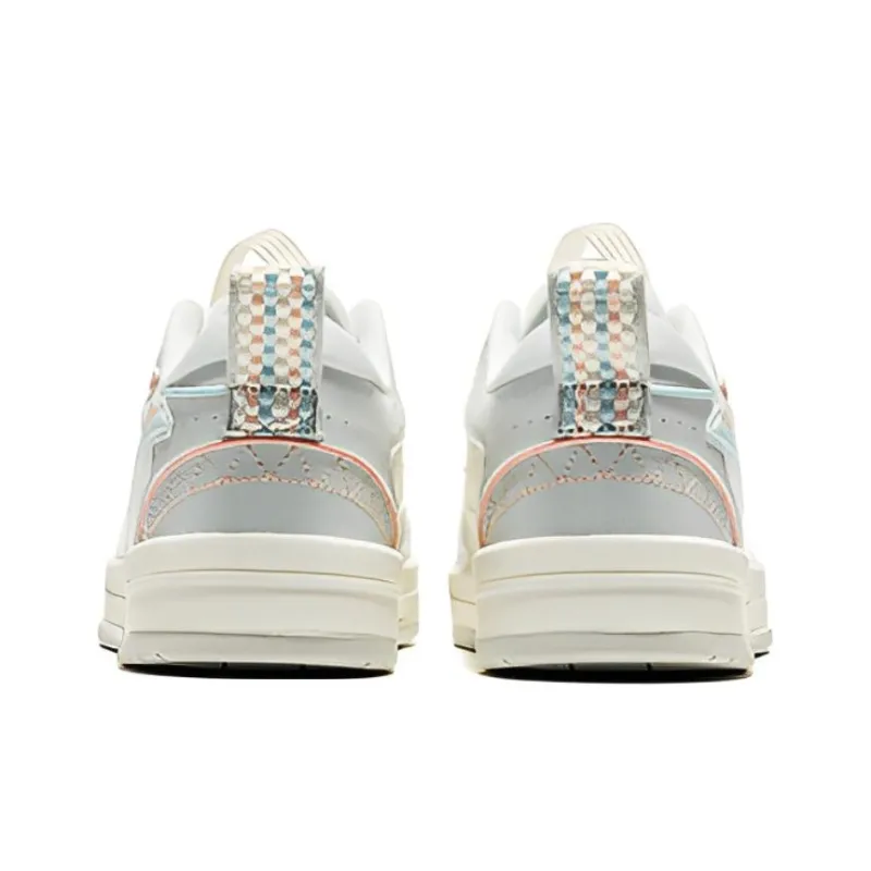 Erke Anti Slip Wear Resistant Low Top Skateboard Shoes Women's Microcrystal White Illusion Blue-3