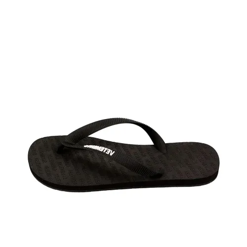 Vetements All-Over Logo Printed Flip Flops 'Black'