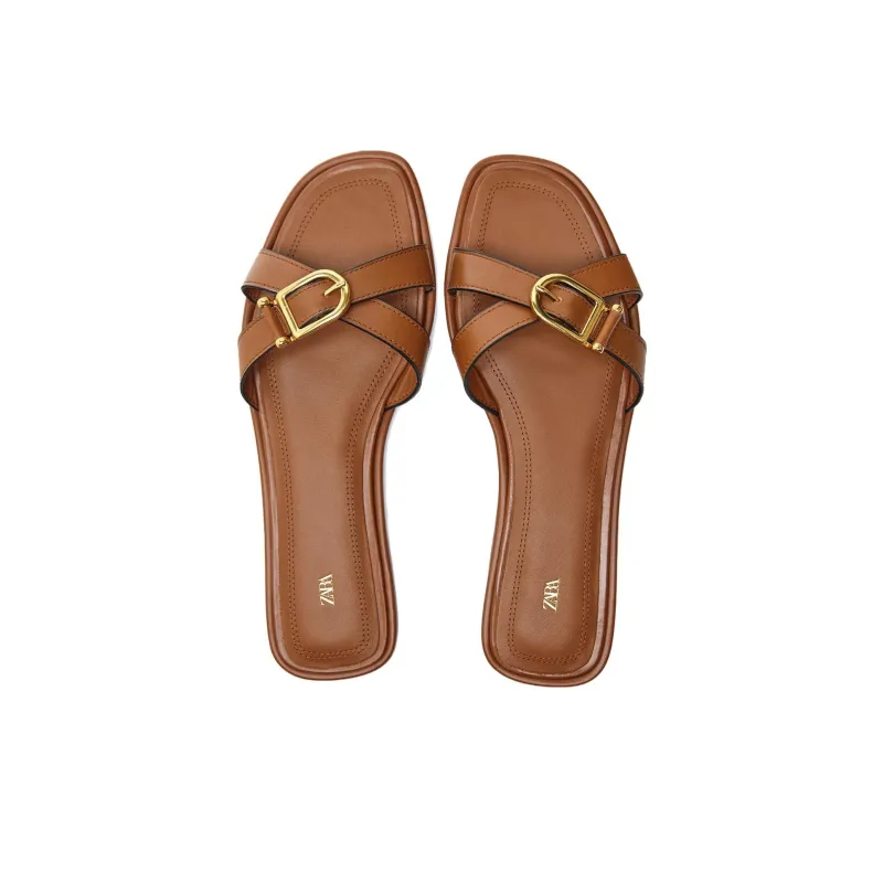 ZARA Quiet Slide Slippers Women's Brown-2