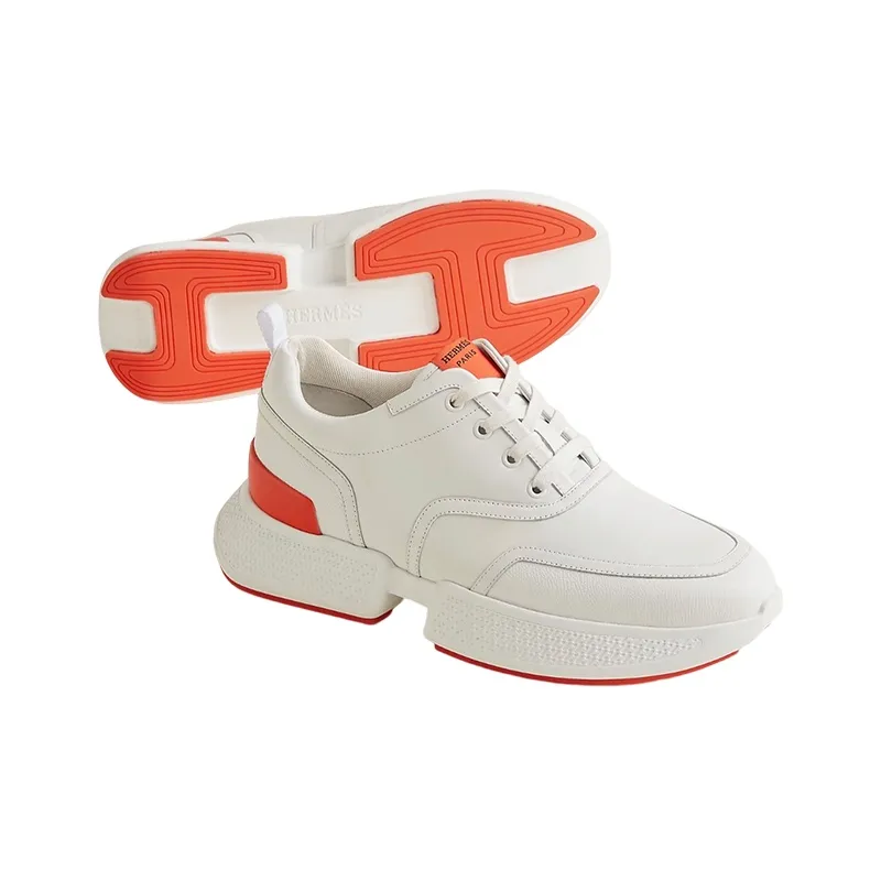 HERMES Giga Slip Resistant Low Top Sports Casual Shoes Men's White Orange-4