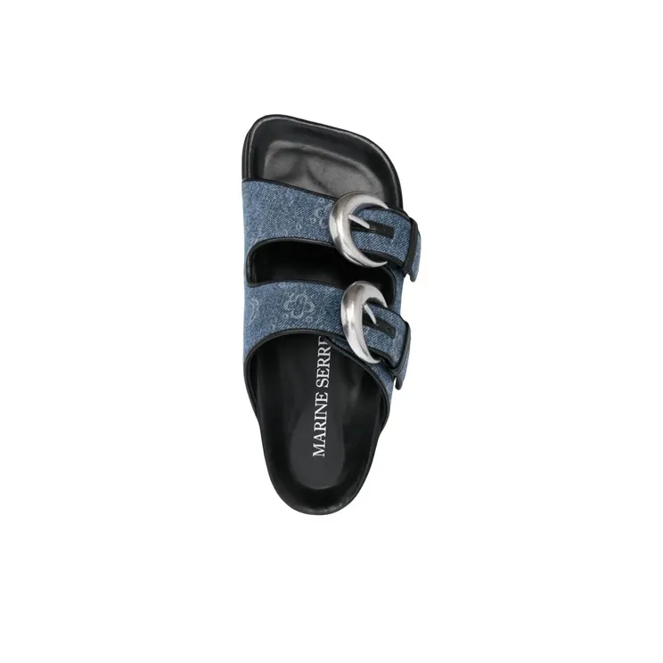 Marine Serre Regenerated Denim Monogram Sandals Women's-3