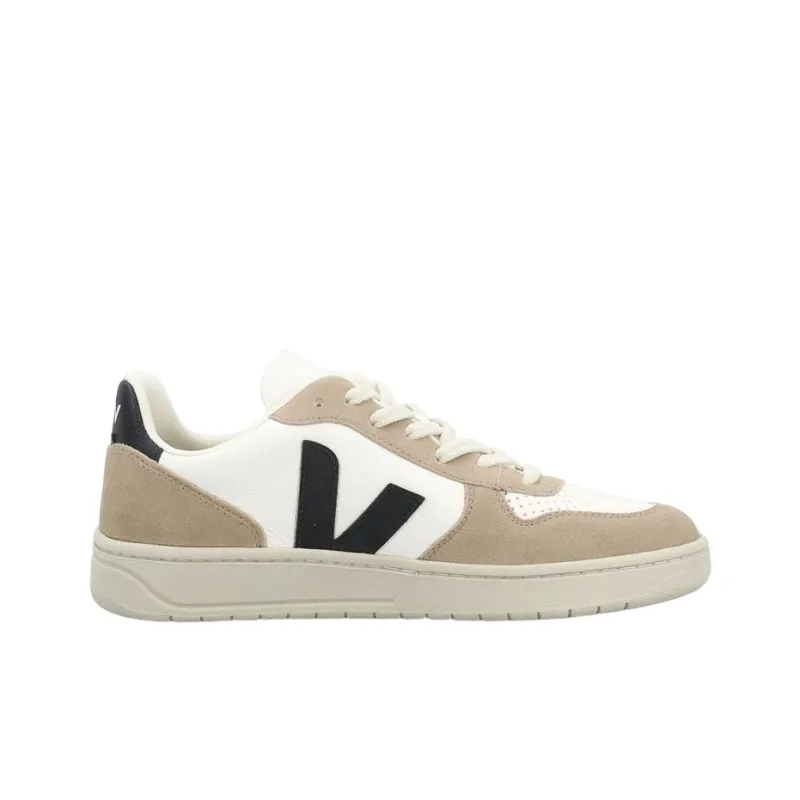 VEJA V 10 Chromefree Leather White Black Sahara-1