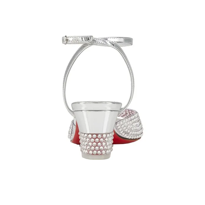 CL LUBOTING One Strap Sandals 4.5cm Women's Silver-3