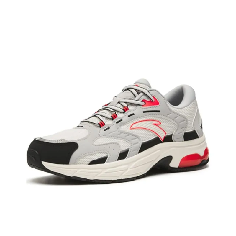 Anta Anti Slip Wear Resistant Low Top Running Shoes Men's White Gray Black-2