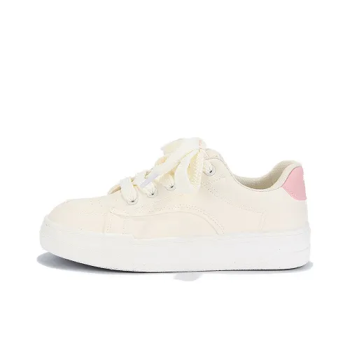 Binya Skateboard Shoes Women's Low-Top Beige/Pink