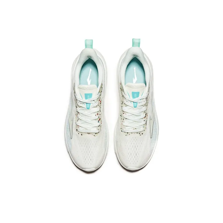 Erke Cushioned Anti Slip And Wear Resistant Lightweight Low Top Running Shoes Women's White Blue-2