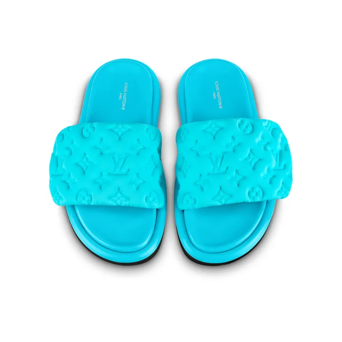 LOUIS VUITTON Pool Pillow Comfort Quiet Slide Slippers Women's Blue-3