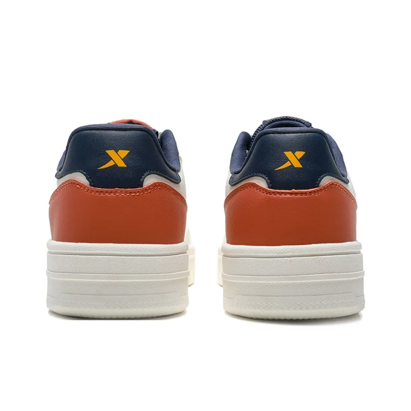 XTEP Waterproof And Wear-resistant Low-Top Skateboard Shoes Men's White Orange-4