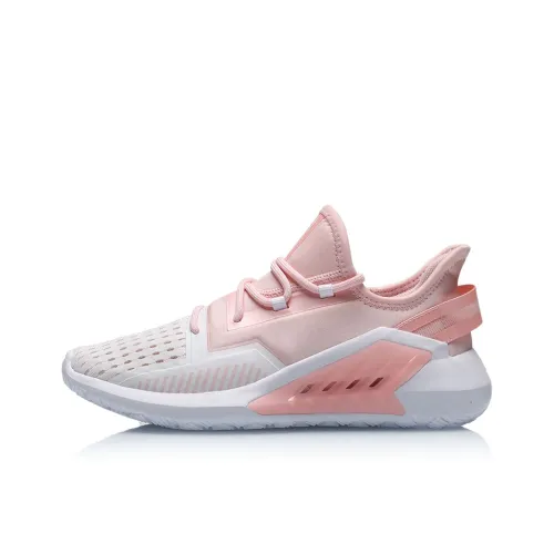 LiNing Cushioned Anti-Slip Wear-Resistant Balanced Lightweight Low-Top Sports Casual Shoes Women's White Pink