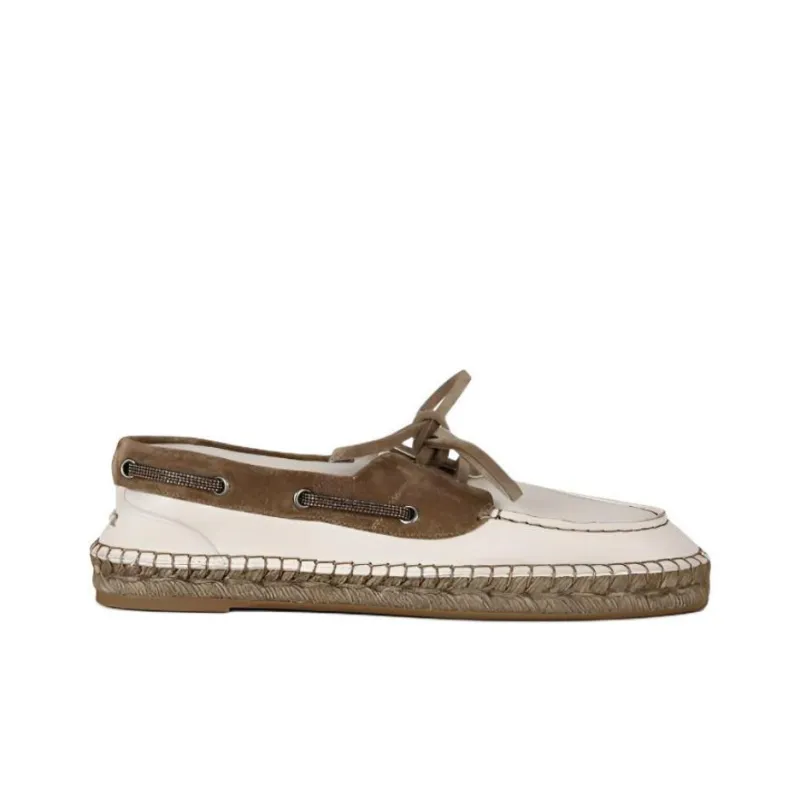 Brunello Cucinelli Panelled Lace Up Flat Shoes Women's-1