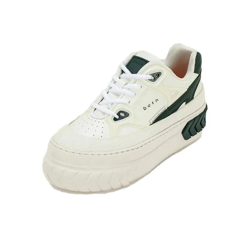 Both Tyres Platform Low Top Skateboard Shoes Women's White Green-1