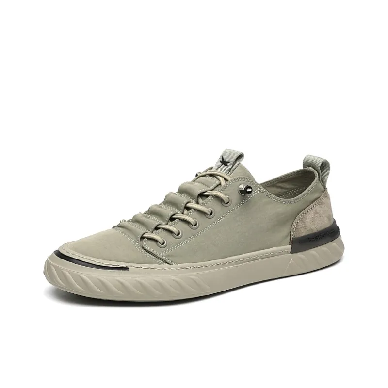 RED DRAGONFLY Skateboard Shoes Men Low Top Gray/Army Green/Apricot-5