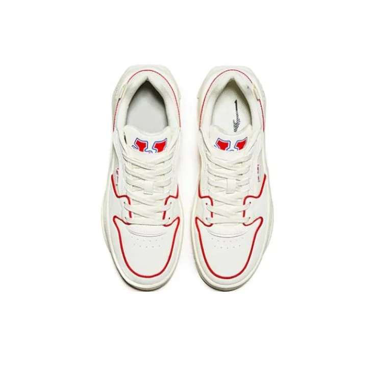Erke White Peach Oolong Anti Slip Wear Resistant Low Top Skateboard Shoes White Red-2