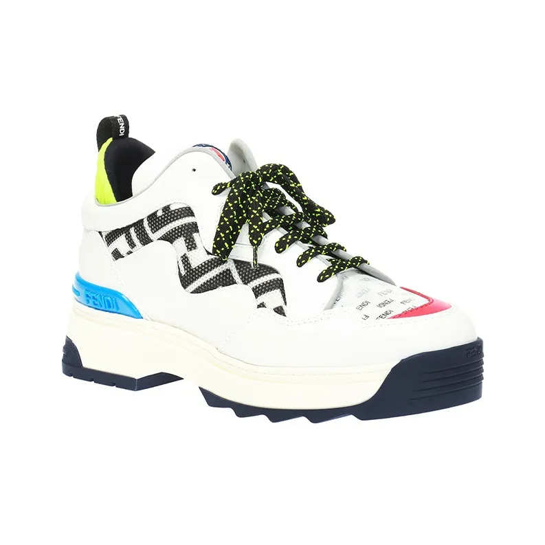 FENDI Women's T-Rex Leather High Sole 'White Blue Green'-2