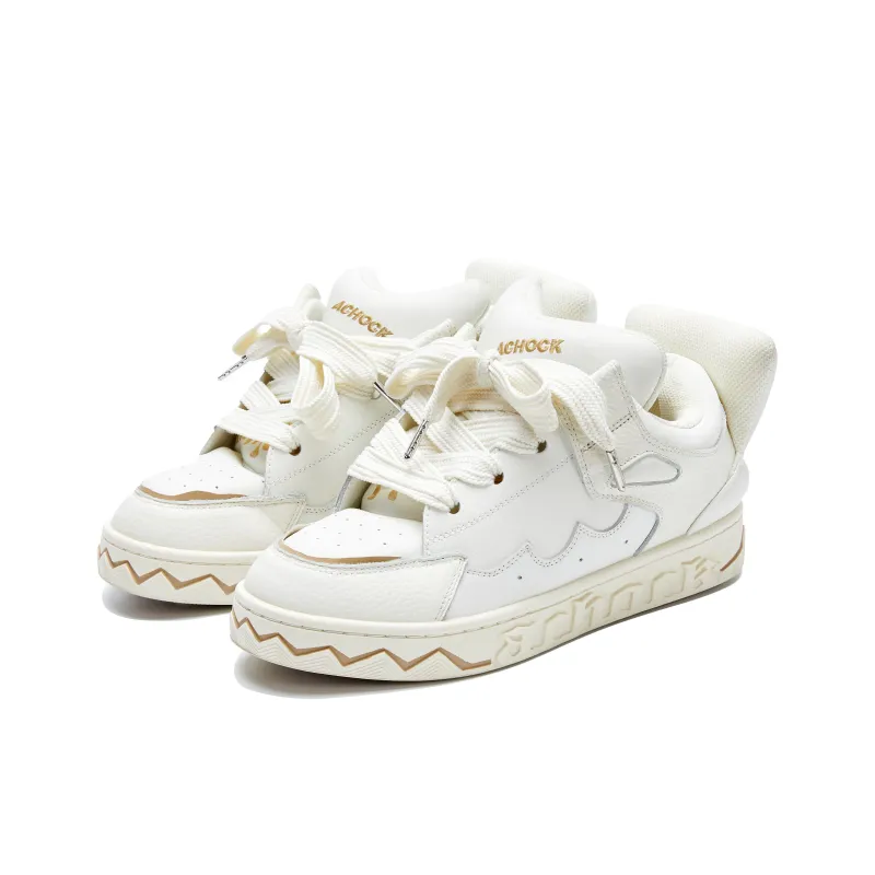 A Chock Skateboard Shoes Unisex Low Top Vintage White-1