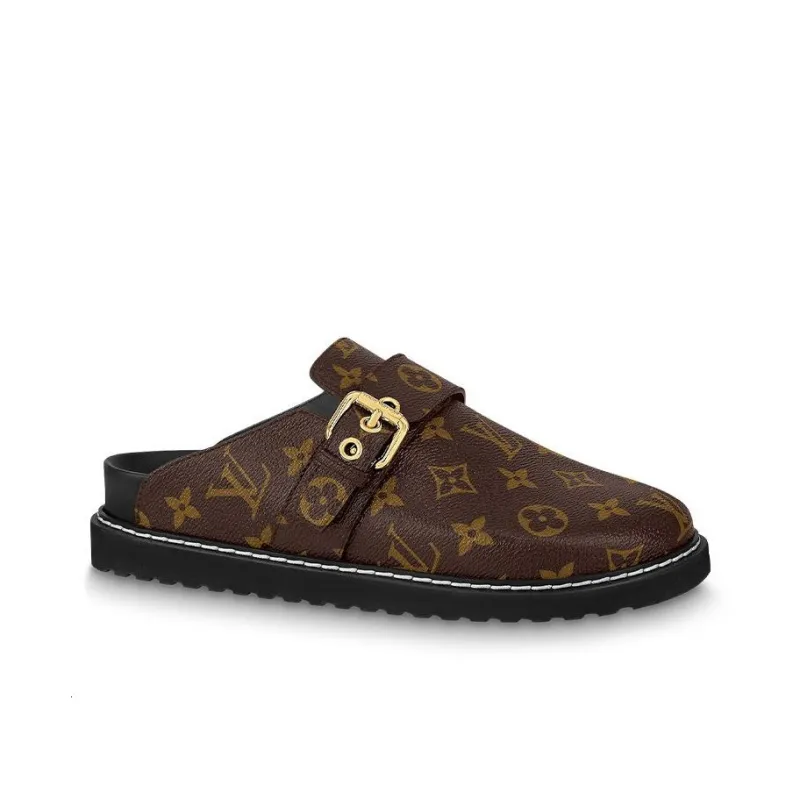 LOUIS VUITTON Closed Toe Slippers Women's Brown-1