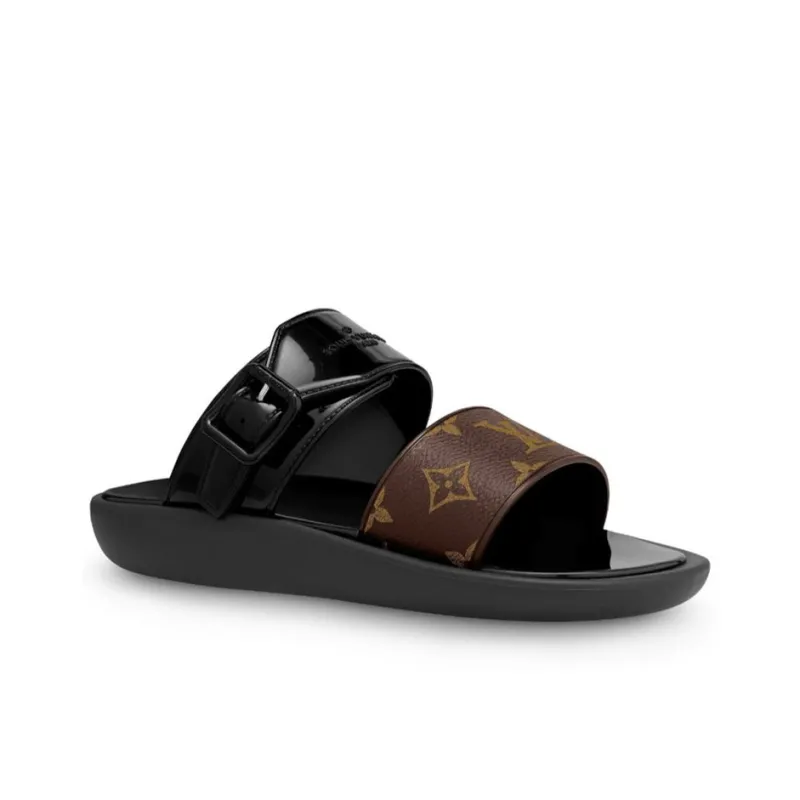 LOUIS VUITTON Sunbath Slide Slippers Women's Black-1