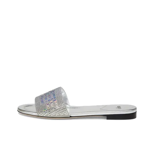 FENDI By Marc Jacobs Signature Slides Silver Leather