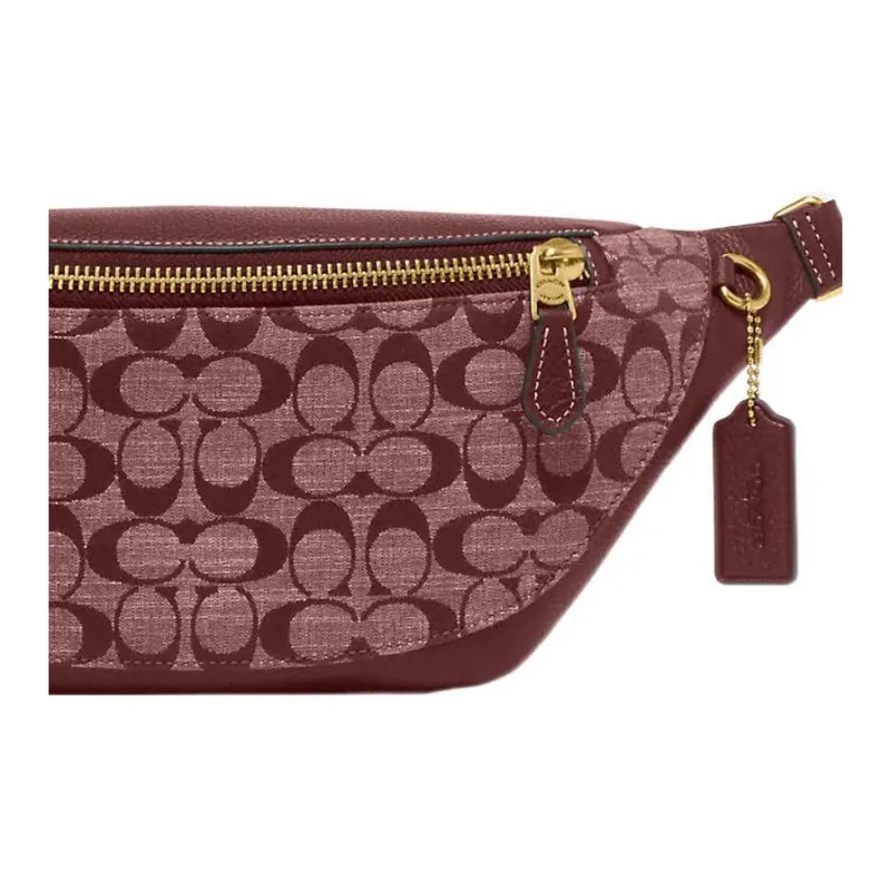 COACH Fabric With Cow Leather Shoulder Bag, Fanny Pack Tubas Women's Burgundy-3
