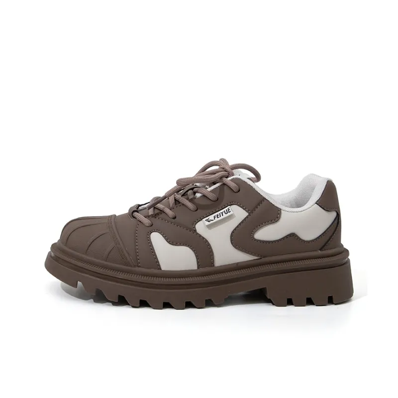 Feiyue Low-Top Skateboard Shoes Women's Beige Brown-0