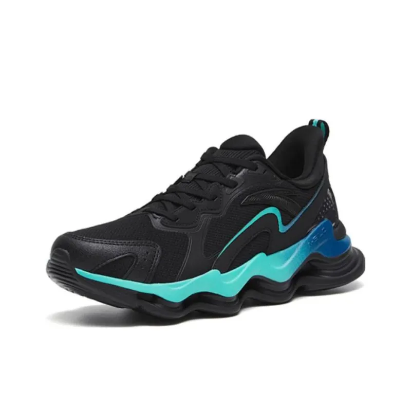 Anta Cushioning Anti Slip And Wear Resistant Low Top Running Shoes Men's Black Green-2