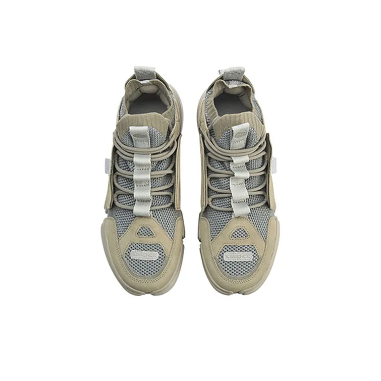 LiNing Dao ACE Paris Fashion Apparel Zhou Mid Top Sports Casual Shoes Men's Khaki Gray-3