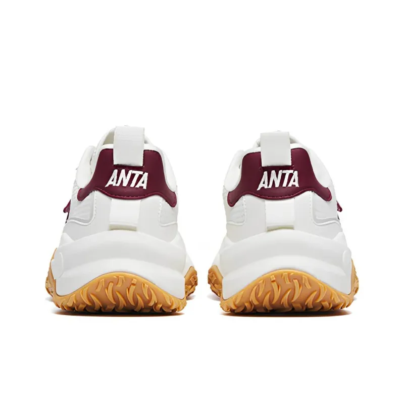 Anta Set Sail Anti Slip And Wear Resistant Lightweight Low Top Sports Casual Shoes White Gray Red-3