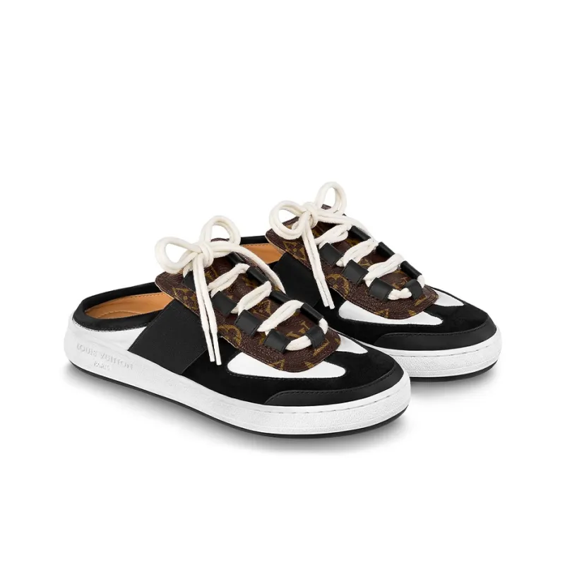 LOUIS VUITTON Lous Abrasion Resistant Closed Toe Slippers Women's White Black Brown-2