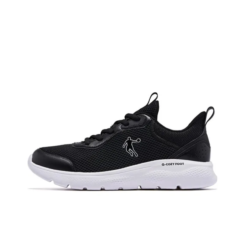 QIAODAN Slip Resistant, Abrasion Resistant, Breathable Low Top Running Shoes Men's Black White-0