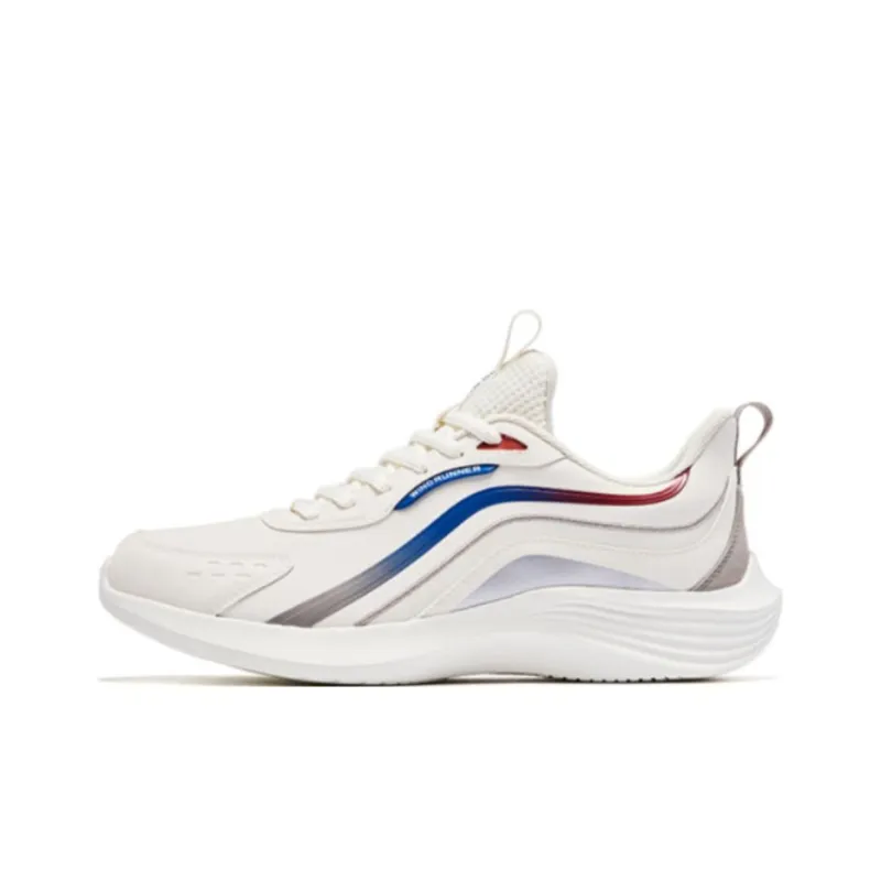 QIAODAN Shock Absorbers With Slip Resistant And Abrasion Resistant Properties Low Top Casual Running Shoes Men's White-0