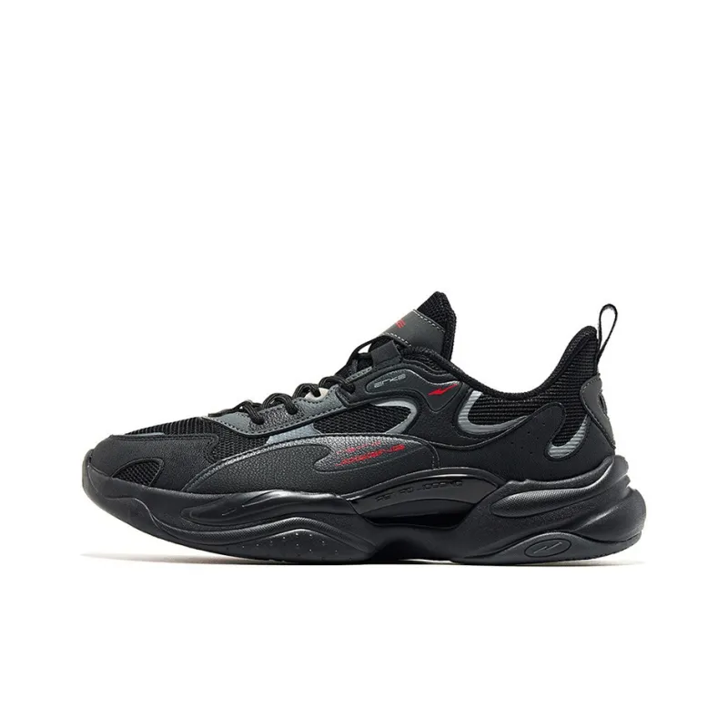 Erke Cushioning Anti Slip And Wear Resistant Low Top Running Shoes Men's Black-0