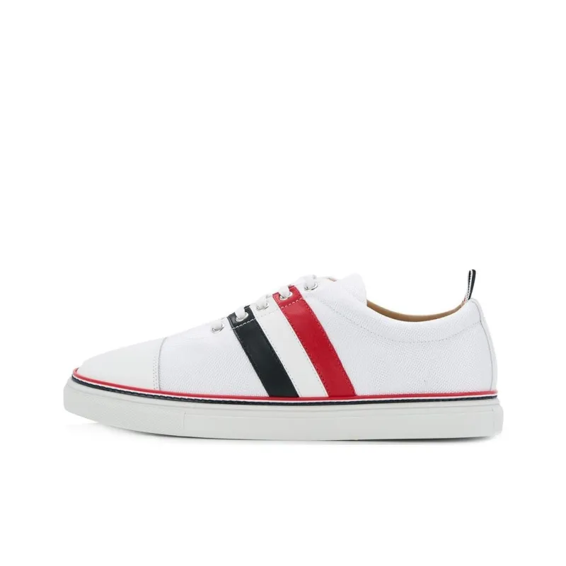 THOM BROWNE· Low Top Stylish Skateboarding Shoes Men's White Red-0
