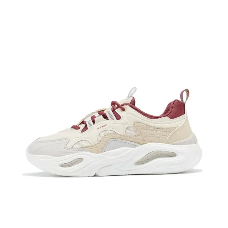 XTEP Mifan Anti Slip Wear Resistant Low Top Sports Casual Shoes Men's White Brown Red-0