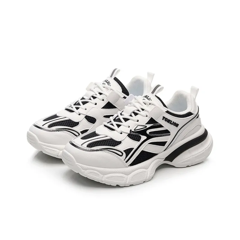 Tonlion Chunky Sneakers Unisex Low Top White Gray/White Blue/Light Beige Gray/Light Beige Black-12