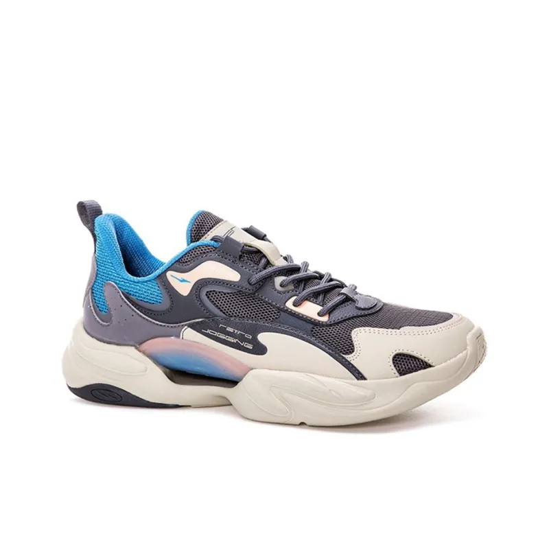 Erke Casual Shoes Men Low Top Carbon Gray/Smoke Gray/Coral Orange-2