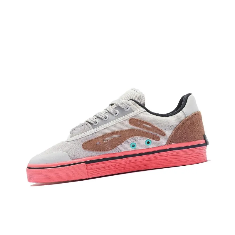 Steven Harrington x LiNing Slip-Resistant Cushioning Wear-Resistant Low-Top Skateboard Shoes Women's White Pink-2