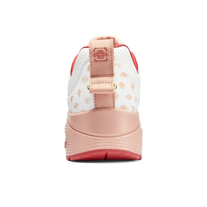 Skechers Cushioning Anti Slip And Wear Resistant Coverage Support Low Top Casual Shoes Women's White Red-3