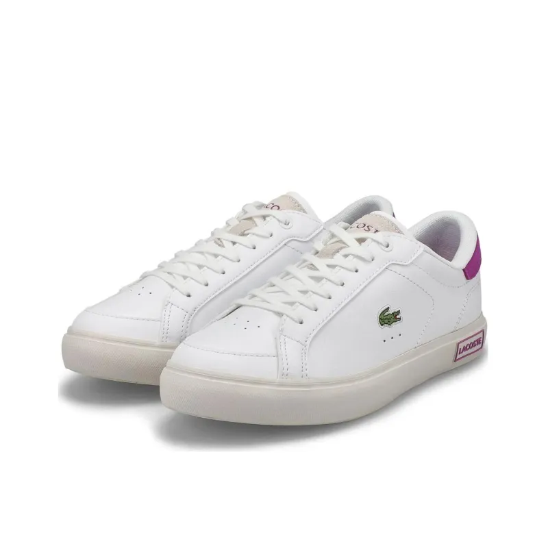 LACOSTE Low Top Skateboard Shoes Women's White Purple-1
