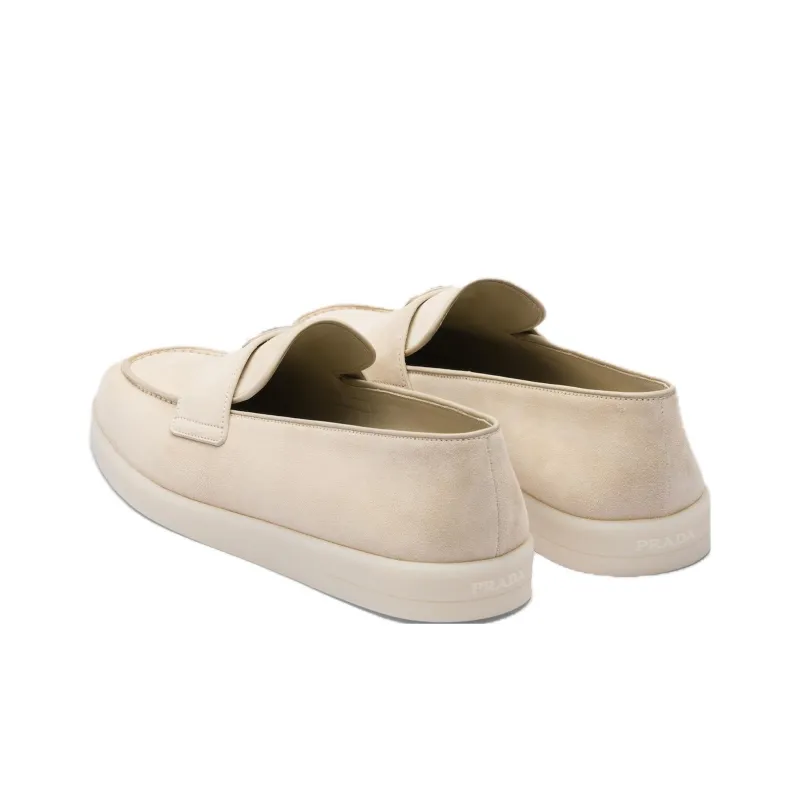 PRADA Enamel Triangle Logo-plaque Suede Loafers-3