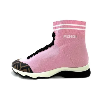 FENDI Slip Resistant Breathable High Top Sports Casual Shoes Women's Pink