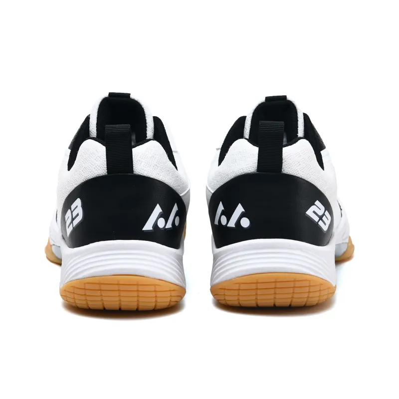 LEFUS Low Top Badminton Shoes Unisex White Black-4