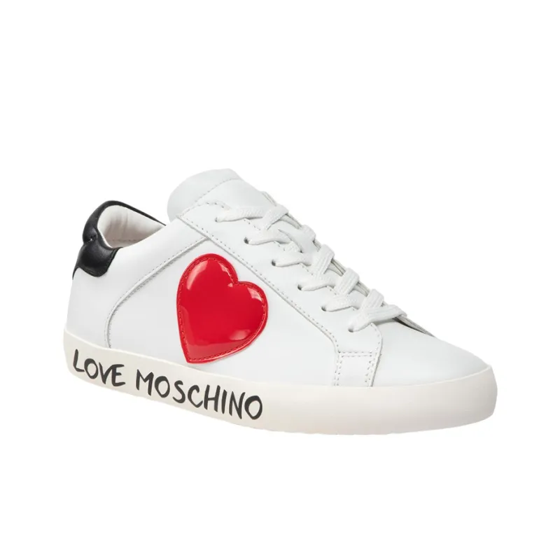 LOVE MOSCHINO Low-Top Stylish Skateboarding Shoes Women's White Red Black-1