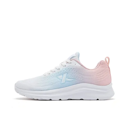 XTEP Running Shoes Women's Low-Top Sail White/Oil Gray Pink/Electronic Pink Blue