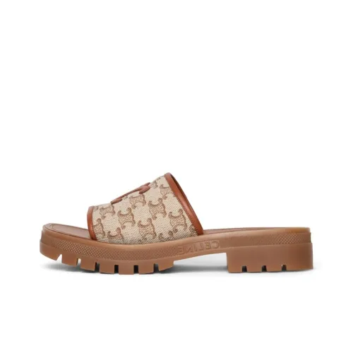 CELINE Abrasion Resistant Slide Slippers Women's Brown
