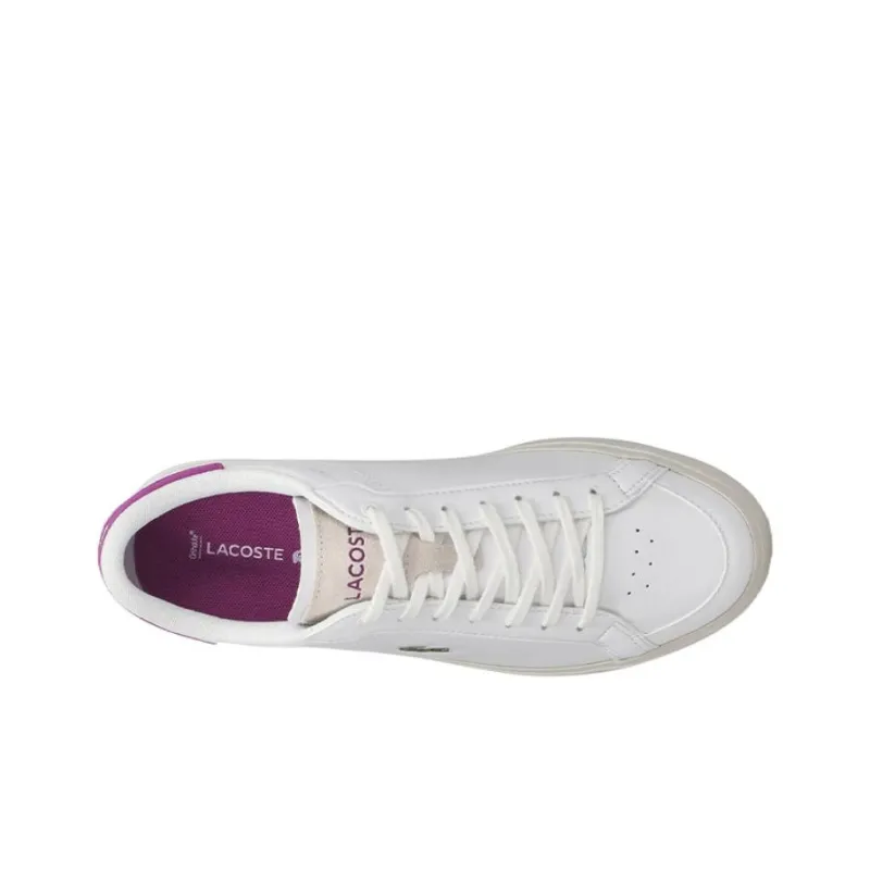 LACOSTE Low Top Skateboard Shoes Women's White Purple-2