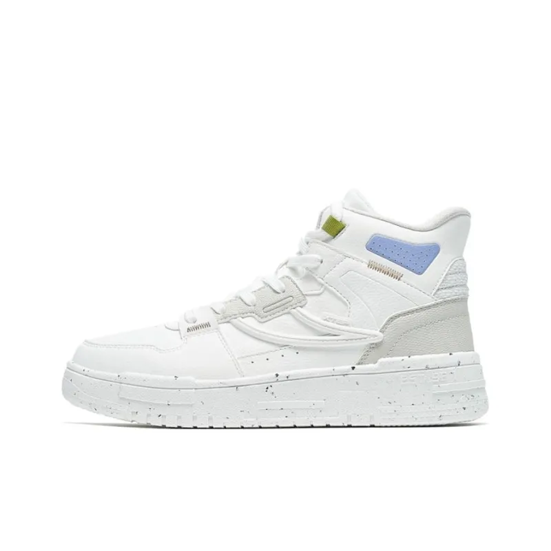 XTEP Off White High Top Skateboard Shoes Women's Tea White-0