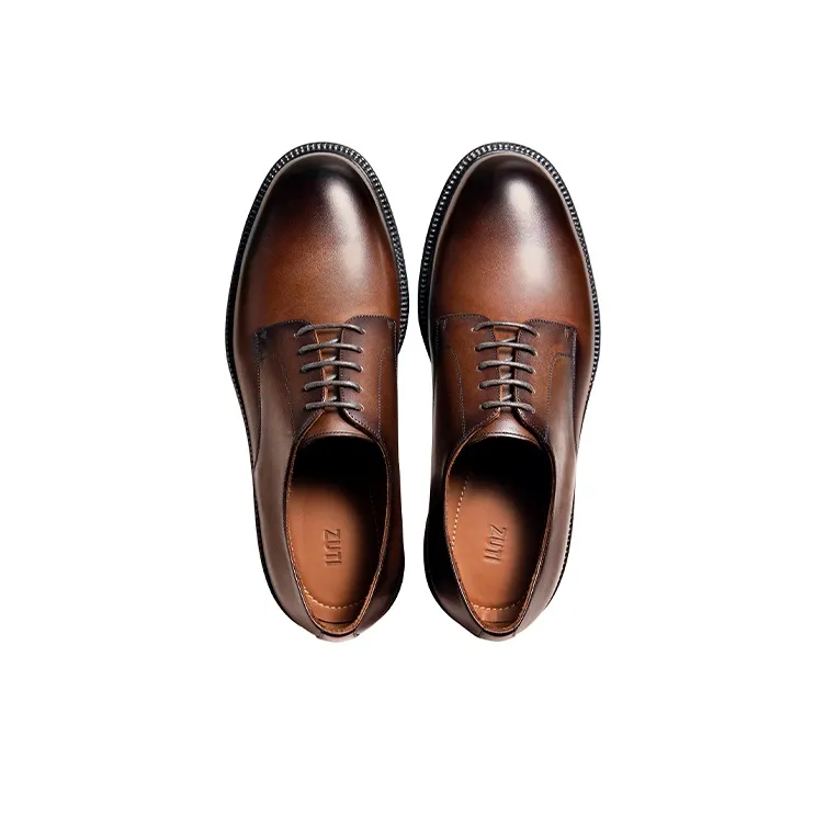 Zuti British Business Formal Derby Shoes Casual Shoes Men's Dark Brown Matte-2