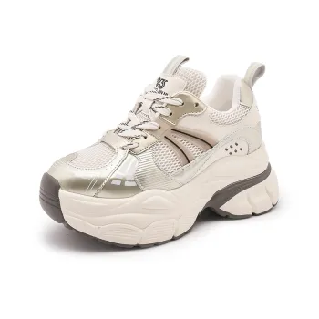 Milan Love Song Height Increasing Wear Resistant Low Top Chunky Sneakers 8cm Women's Gold